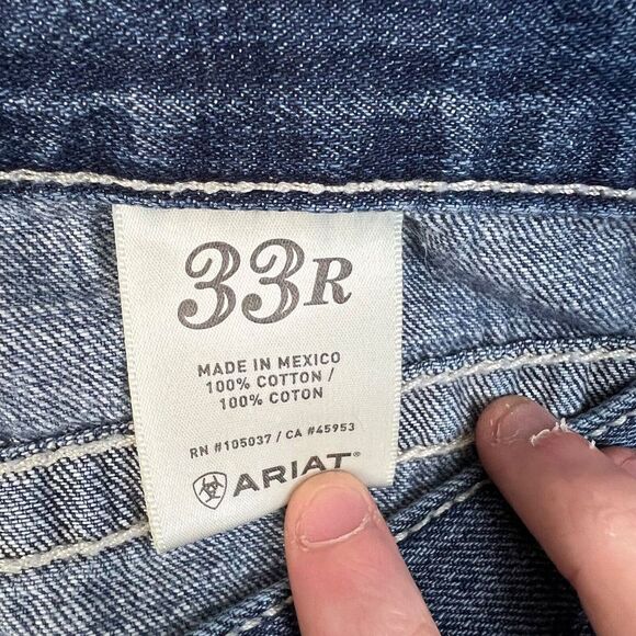 Ariat Denim Jeans Womens 33 Regular Blue Boyfriend Fit Dark Wash Stretch Denim - Picture 14 of 16